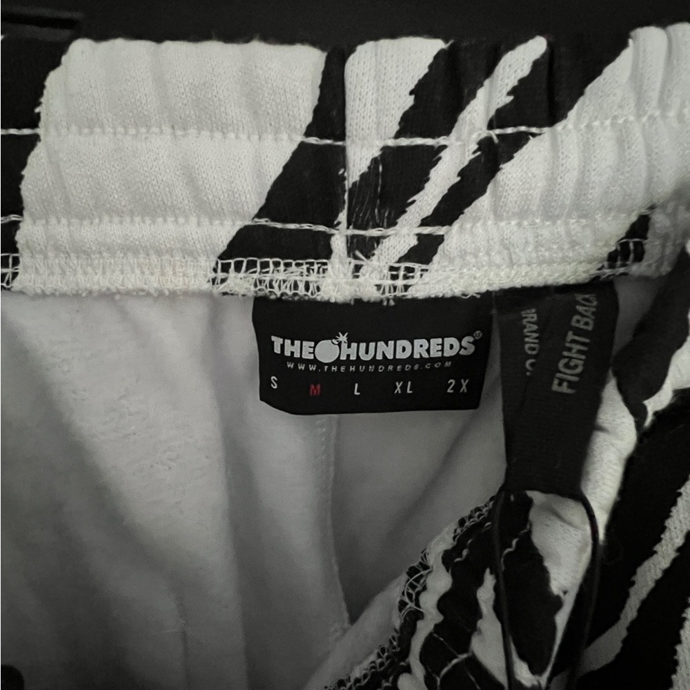 The Hundreds Zebra Print Pants with Pink Atom Bomb Graphic Embroidered - Picture 4 of 6